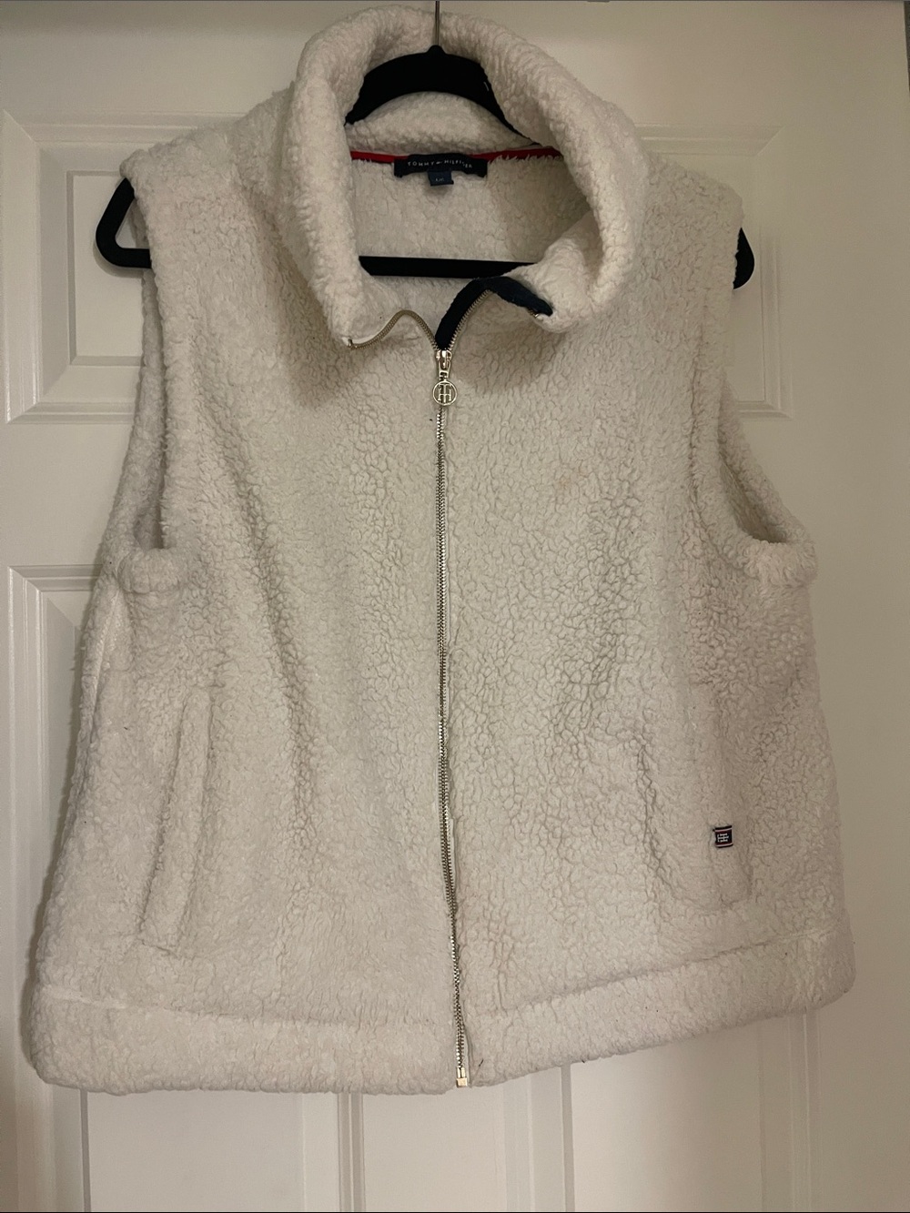Tommy Hilfiger Off-White Sherpa Zip-Up Vest